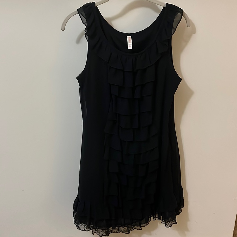 Xhilaration Black Ruffled Midi Dress Size L